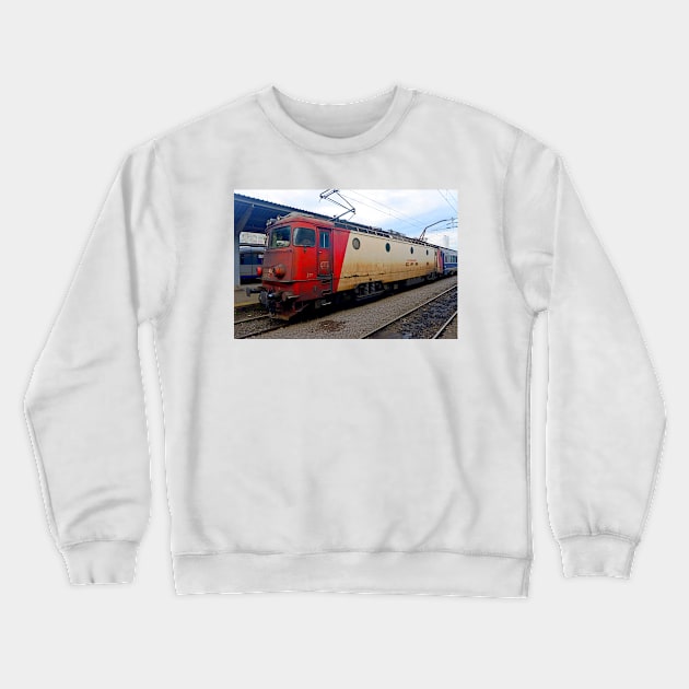 Romanian loco at Bucharest station Crewneck Sweatshirt by Random Railways